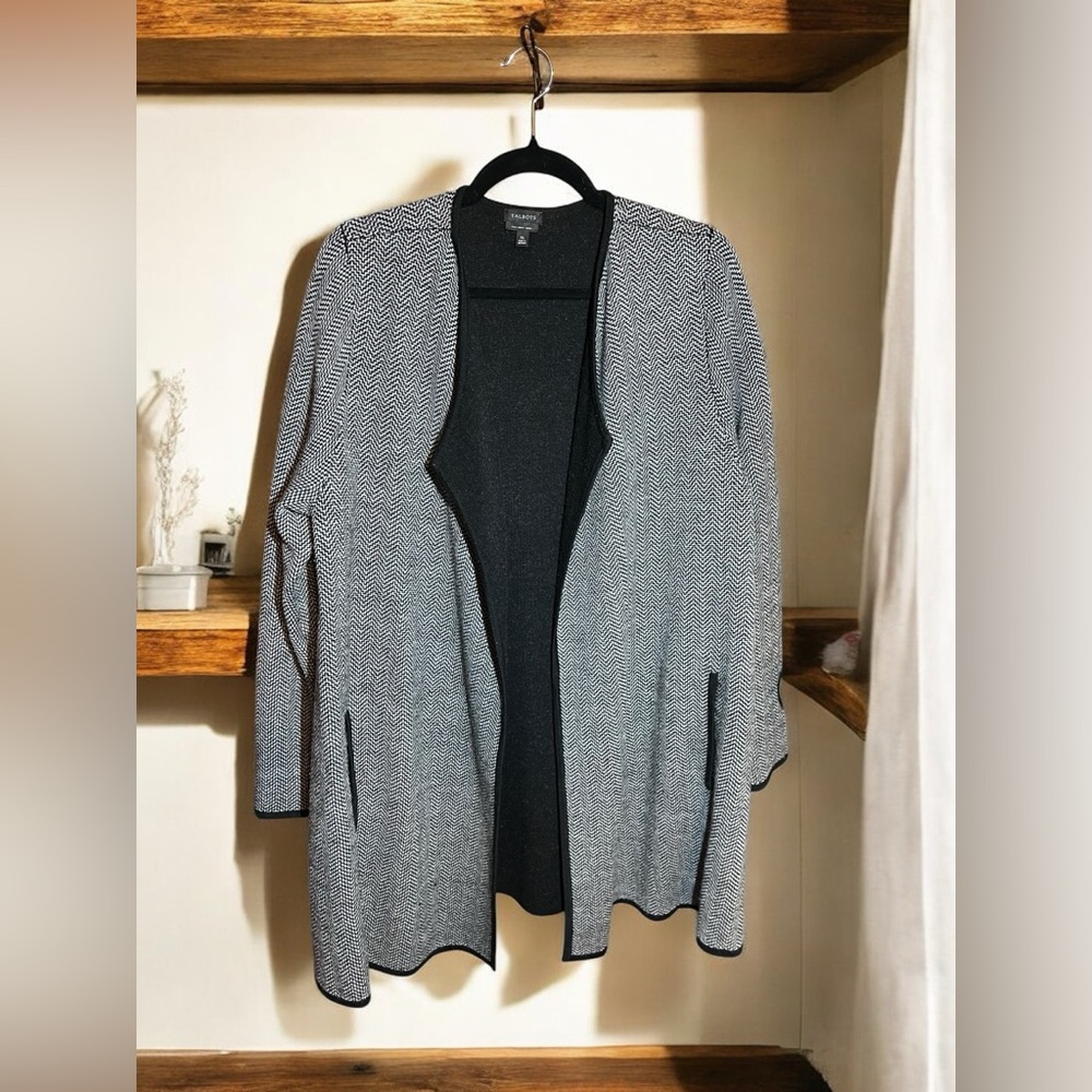 Talbots Merino Wool Herringbone Cardigan Size XL